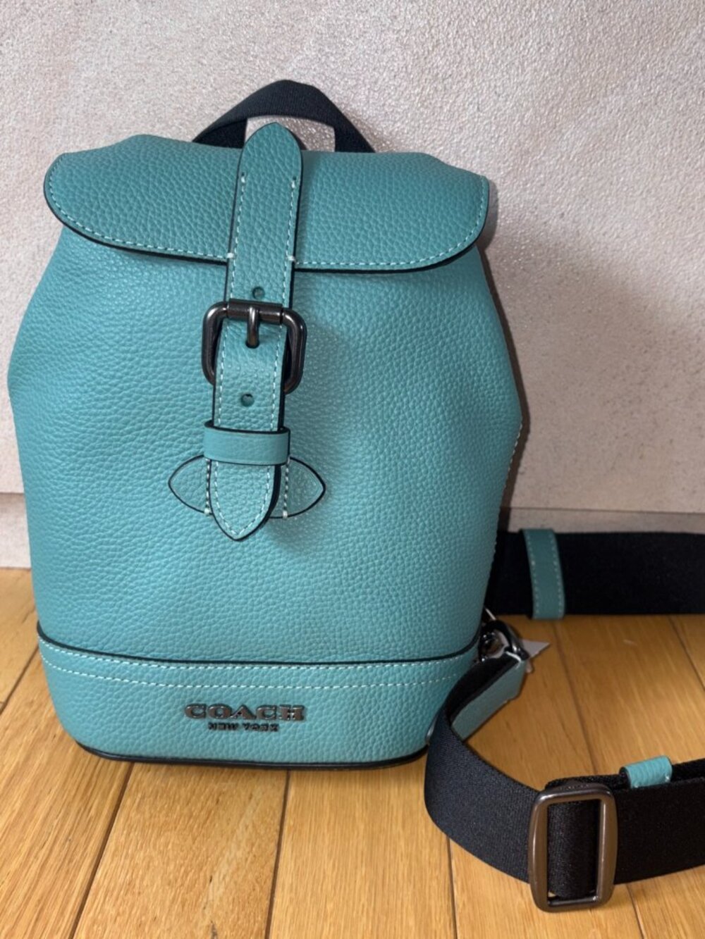 Authentic COACH CB929 Hudson Small Leather Crossbody Shoulder Bag Blue Green